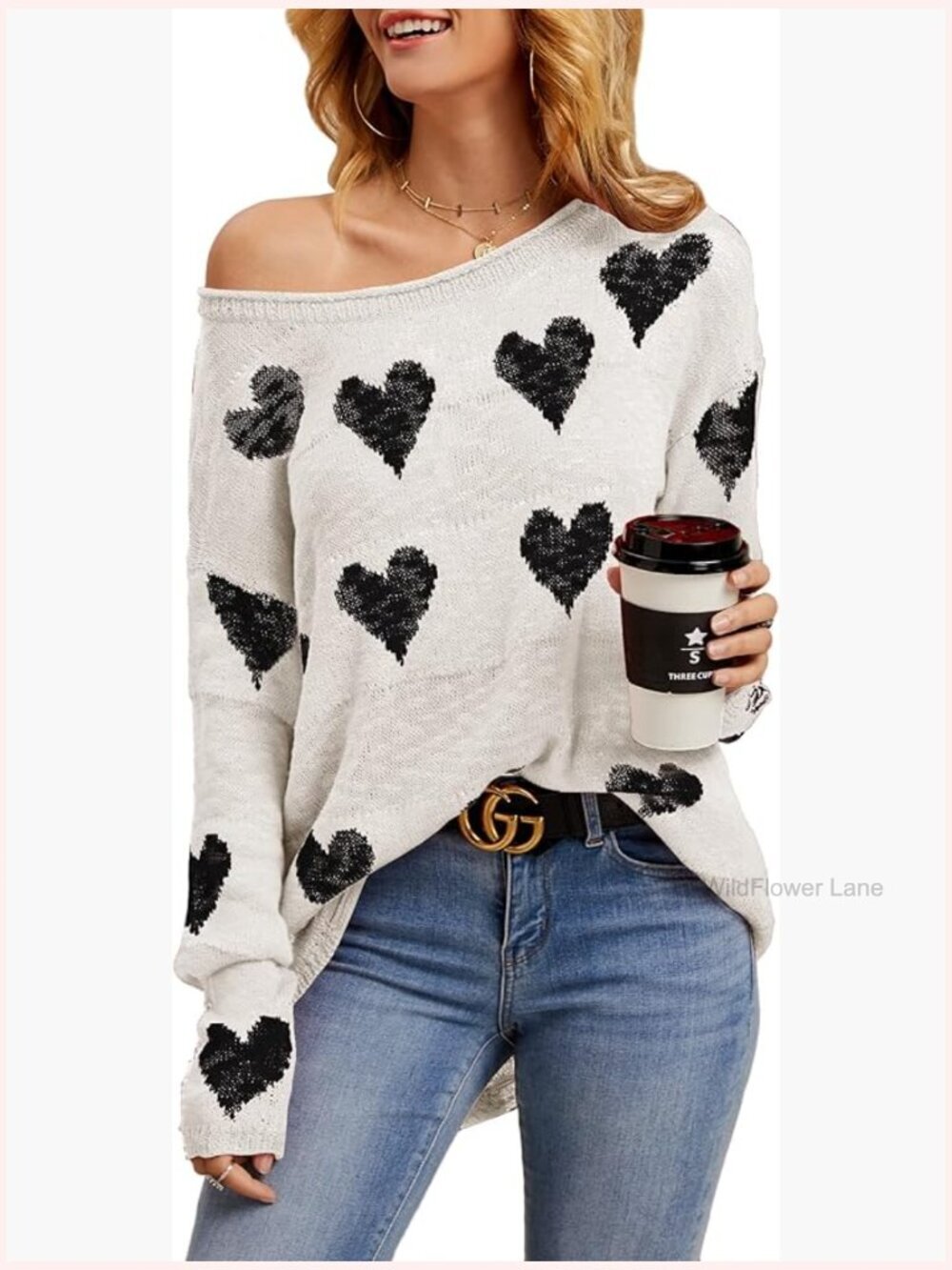 Oversized Off Shoulder Knit Pullover Sweater